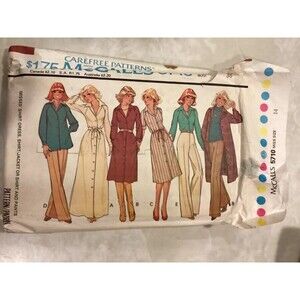McCalls 5710 70s Dress Top Jacket Coat Pants Career Cut Sz 14 Complete